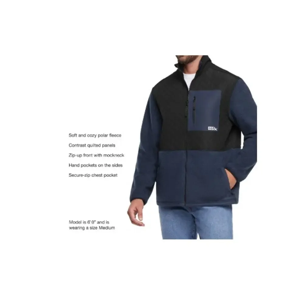 Eddie Bauer Men's Mixed Media Fleece Jacket Navy Size M